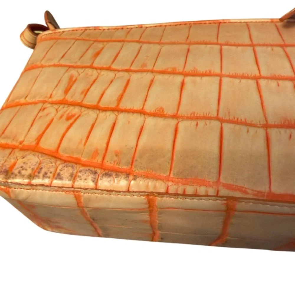 Dooney & Bourke orange / peach vintage shoulder bag light wear croc embossed